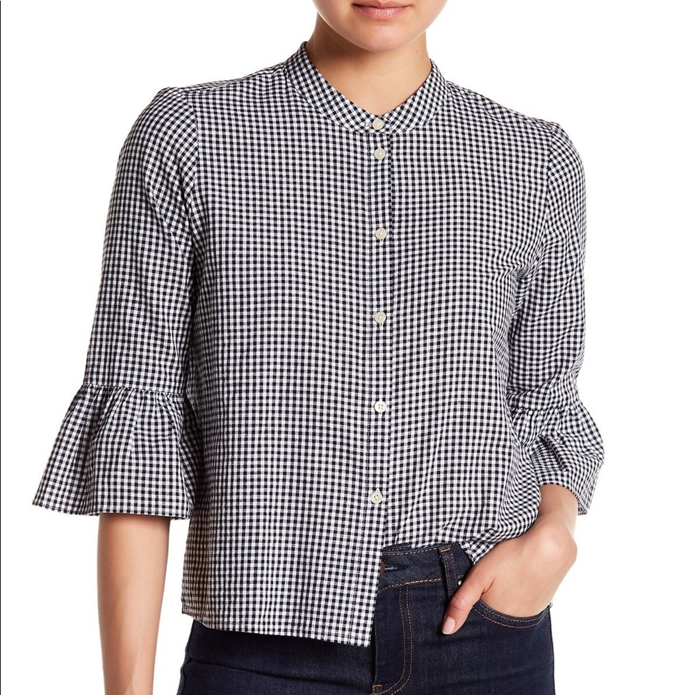 Madewell Gingham Bell Sleeve Ruffle Top